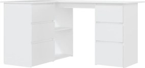 vidaXL Γραφείο Γωνιακό Λευκό 145 x 100 x 76 εκ. από Επεξ. Ξύλο