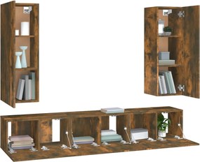 vidaXL Σετ Επίπλων Τηλεόρασης 5 Τεμαχίων Καπνιστή δρυς Επεξ. Ξύλο