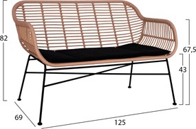 ΣΕΤ ΣΑΛΟΝΙ 4ΤΜΧ ALLEGRA HM5460 ΜΕΤΑΛΛΟ &amp; WICKER ΣΕ ΜΠΕΖ ΧΡΩΜΑ