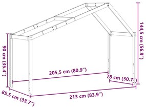 Οροφή Κρεβατιού Παιδική Λευκό 213x85,5x144,5 εκ. Ξύλο Πεύκου - Λευκό