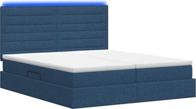 vidaXL LED Κρεβάτι αποθήκευσης με στρώμα Μπλε 180 x 200 cm Ύφασμα