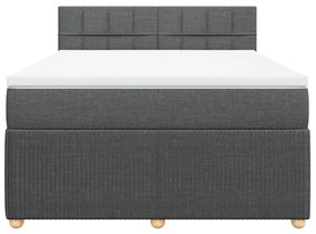 vidaXL Κρεβάτι Boxspring με Στρώμα Σκούρο Γκρι 140x200 εκ Υφασμάτινο