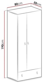 Ντουλάπα Omaha H102, Beige, Δρυς, Μαύρο, 190x80x50cm, 70 kg, Πόρτες ντουλάπας: Με μεντεσέδες, Αριθμός ραφιών: 4, Αριθμός ραφιών: 4 | Epipla1.gr