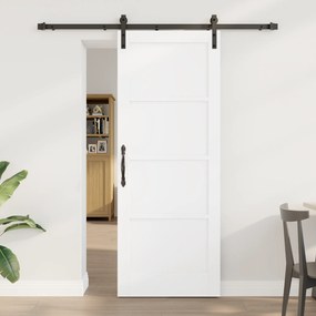 vidaXL Συρόμενη Πόρτα με Σετ Υλικών Λευκή 78x202 cm Συμπαγές Ξύλο Πεύκου