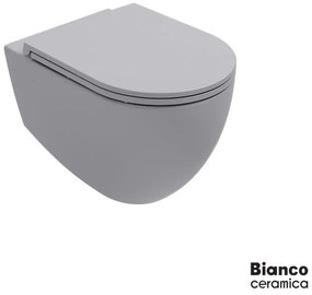 Bianco Ceramica Lenta Λεκάνη Κρεμαστή Rimless με κάλυμμα βακελίτη Slim soft close αποσπώμενο Stone Grey
