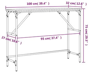 Τραπέζι Κονσόλα Καφέ Δρυς 100x32x75 εκ. Επεξεργασμένο Ξύλο - Καφέ