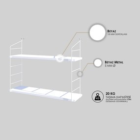 Wall Shelf Armoni 2'li - Shiny White White