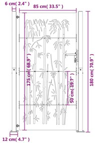 Πύλη Κήπου με Σχέδιο Μπαμπού 105 x 180 εκ. από Ατσάλι Corten - Καφέ