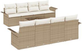 vidaXL 9 Piece Garden Sofa Set με Μαξιλάρια Μπεζ Πολυ Ρατάν