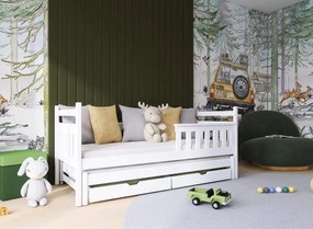 Kρεβάτι Καναπές Dominik με Συρόμενο από μασίφ ξύλο White  90×200cm
