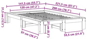 ΣΚΕΛΕΤΟΣ ΚΡΕΒ. ΧΩΡΙΣ ΣΤΡΩΜΑ ΛΕΥΚΟ 120X200 ΕΚ ΜΑΣΙΦ ΠΕΥΚΟ 3308742