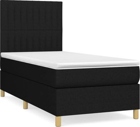 vidaXL Κρεβάτι Boxspring με Στρώμα Μαύρο 90x190 εκ.Υφασμάτινο