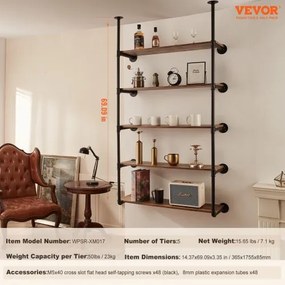 VEVOR Industrial Pipe Shelf 5 Tier 2PCS 11.8in W Wall-Mount Planks NOT Included