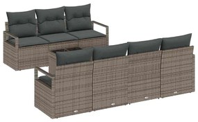 vidaXL Σετ Καναπέ Κήπου 8 pcs Γκρι Πολυεστέρας, Ρατάν και Γυαλί
