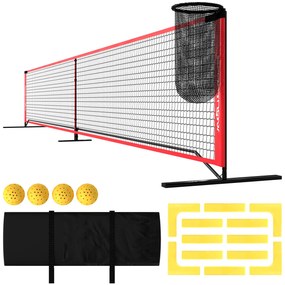 Σετ Pickleball με δίχτυ, βάση, μπάλες, ατσάλι, πλαστικό, κόκκινο