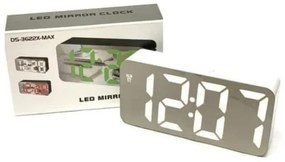 LED ρολόι ξυπνητήρι καθρέφτης λευκό με λευκά ψηφία DS-3622X OEM