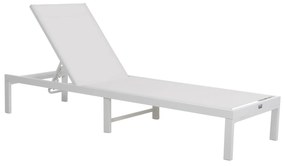 ALUMINUM SUNBED THATCHER  WHITE FRAME &amp; TEXTILENE 196,5x64,5x92Hcm.