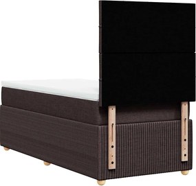 vidaXL Κρεβάτι Boxspring με Στρώμα Σκούρο Καφέ 90x200 εκ. Υφασμάτινο