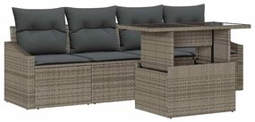 vidaXL Σετ Καναπέ Κήπου με αποθήκευση 5 pcs Γκρι Πολυ ράταν