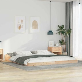 vidaXL Σκελετός Κρεβατιού Καφέ 200 x 200 cm Μασίφ ξύλο πεύκου