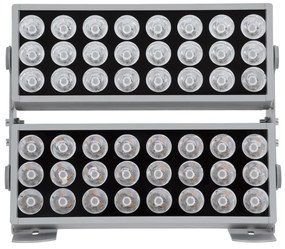 GloboStar FLOOD-ZENA 90220 Προβολέας Wall Washer για Φωτισμό Κτιρίων LED 120W 10800lm 3° DC 24V Αδιάβροχο IP65 L38 x W30.5 x H24cm Θερμό Λευκό 2700K - Ασημί - 3 Years Warranty