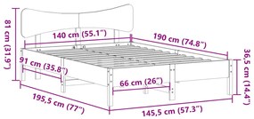 ΣΚΕΛΕΤΟΣ ΚΡΕΒΑΤΙΟΥ ΧΩΡΙΣ ΣΤΡΩΜΑ 140X190 ΕΚ ΜΑΣΙΦ ΞΥΛΟ ΠΕΥΚΟΥ 3328244