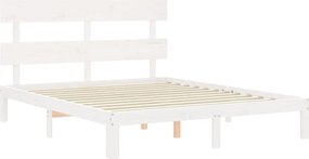 vidaXL Σκελετός Κρεβ. Χωρίς Στρώμα Λευκό 160x200 εκ Μασίφ Πεύκο
