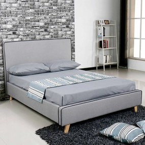 Κρεβάτι Morrison Ε8082,1 Ύφασμα Ανοιχτό Γκρι 140x190cm Double Wood, Fabric