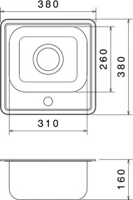 Fortinox Valley 25038 (38x38) - Νεροχύτης κουζίνας