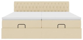 vidaXL Οθωμανικό Κρεβάτι με Στρώματα Κρέμα 200x200cm Ύφασμα