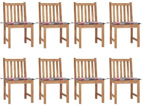 Καρέκλες Κήπου 8 Τεμαχίων από Μασίφ Ξύλο Teak με Μαξιλάρια - Καφέ