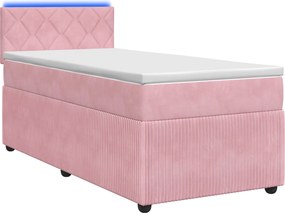 vidaXL Κρεβάτι box spring με στρώμα Ροζ 90 x 190 cm Βελούδο