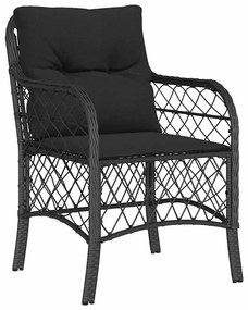 vidaXL Σέτ φαγητού για κήπο με μαξιλάρι 7 pcs Μαύρο Πολυ ράταν