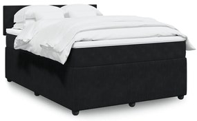 vidaXL Κρεβάτι Boxspring με Στρώμα Μαύρο 160x200 εκ. Βελούδινο