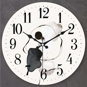 Ρολόι Τοίχου 902LMN1223 Φ36cm Black-White Wallity Γυαλί