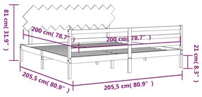 Πλαίσιο Κρεβατιού με Κεφαλάρι Μελί 200x200 εκ. από Μασίφ Ξύλο - Καφέ