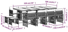 vidaXL Τραπεζαρία Κήπου 13 Τεμαχίων Γκρι Συνθετικό Ρατάν με Μαξιλάρια