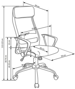 Καρέκλα γραφείου Houston 534, Γκρι, Μαύρο, 113x61x64cm, 14 kg, Με ρόδες, Με μπράτσα, Μηχανισμός καρέκλας: Κλίση | Epipla1.gr