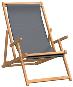 vidaXL Καρέκλα Παραλίας Πτυσσόμενη Γκρι από Μασίφ Ξύλο Teak