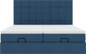 vidaXL Οθωμανικό κρεβάτι με στρώματα μπλε 200x200cm ύφασμα