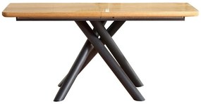 Τραπέζι Houston 880, Δρυς, Μαύρο, 75x90x160cm, 72 kg, Επιμήκυνση, Φυσικό ξύλο καπλαμά, Ινοσανίδες μέσης πυκνότητας, Μέταλλο | Epipla1.gr