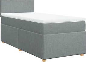 vidaXL Κρεβάτι Boxspring με Στρώμα Ανοιχτό Γκρι 90x190 εκ. Υφασμάτινο