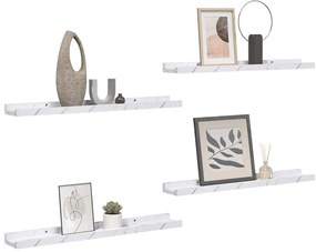 vidaXL Ράφι Τοίχου με ράφι Επιτοίχιο 4 pcs Λευκό Μάρμαρο 40 x 9 x 3 cm