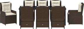 vidaXL Σέτ φαγητού για κήπο 9 pcs Καφέ συνθετικό ρατάν