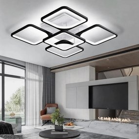 Stewehome 4+1 Μοντέρνο 3 Χρώματα LED Μαύρο Πλαφόνιερ Πολυτελής 65x8 cm