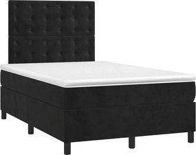 vidaXL Κρεβάτι Boxspring με Στρώμα Μαύρο 120 x 200 εκ. Βελούδινο