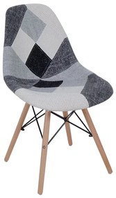 ART Wood Καρέκλα Τραπεζαρίας, Πόδια Οξιά, Κάθισμα PP με Ύφασμα Patchwork Black &amp; White  47x52x84cm [-Φυσικό/Patchwork-] [-Ξύλο/Ύφασμα-] ΕΜ123,81
