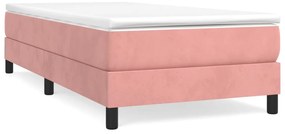 vidaXL Κρεβάτι Boxspring με Στρώμα Ροζ 90x190 εκ. Βελούδινο