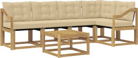 vidaXL Σειρά Καναπέ Εξωτερικού με μαξιλάρι 6 pcs Λευκό και Μπεζ