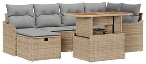 vidaXL Σετ Καναπέ Κήπου 7 pcs Μπεζ συνθετικό ρατάν
